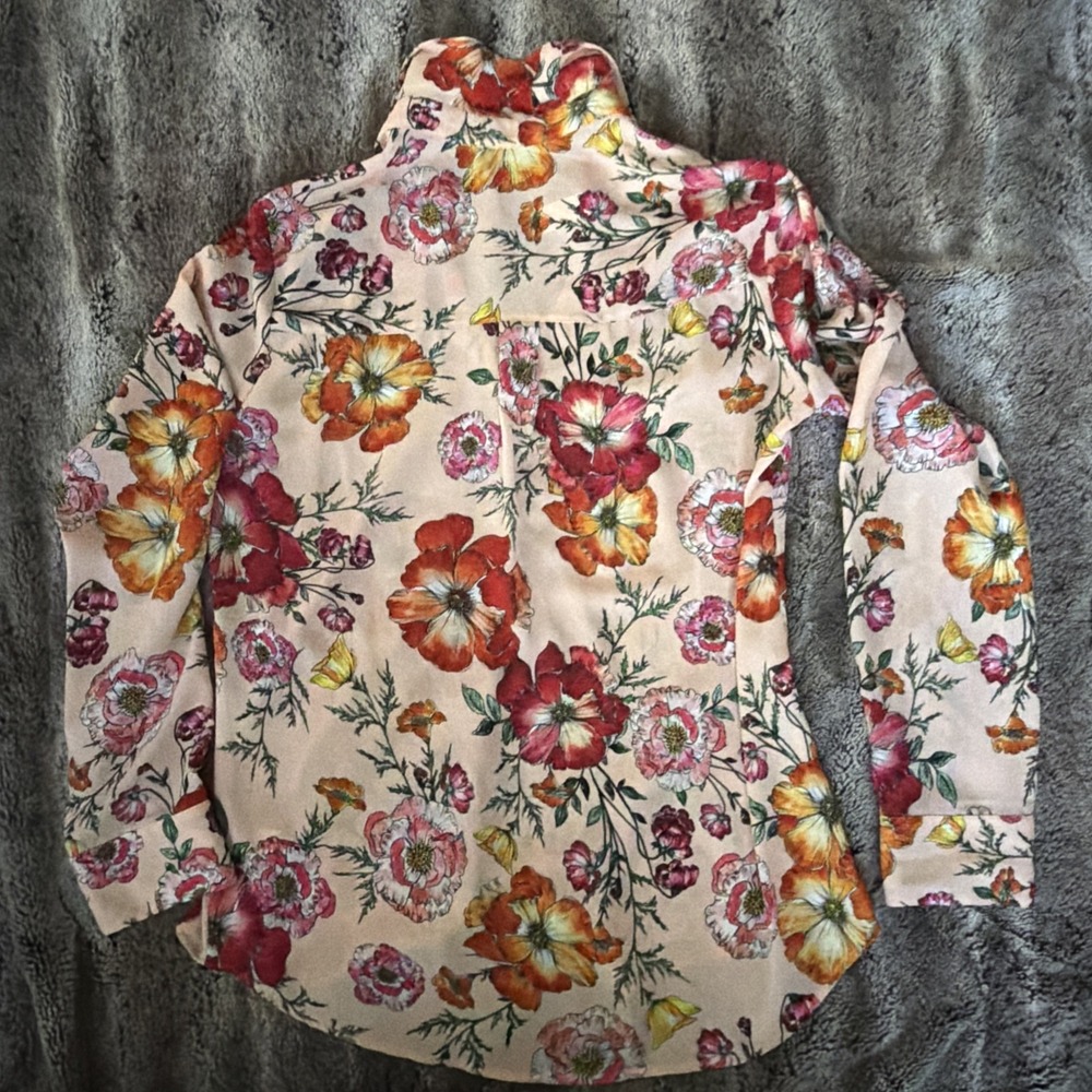 Express Portofino Peach-Pink Floral Button-Down Shirt - Picture 10 of 10